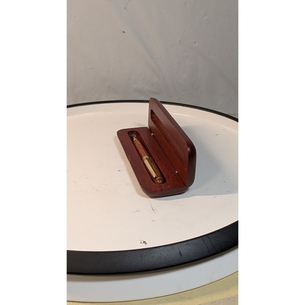 Unbranded Wooden Ballpoint Pen Unisex OS Brown Good Handcrafted Gold Trim Case - Picture 8 of 9